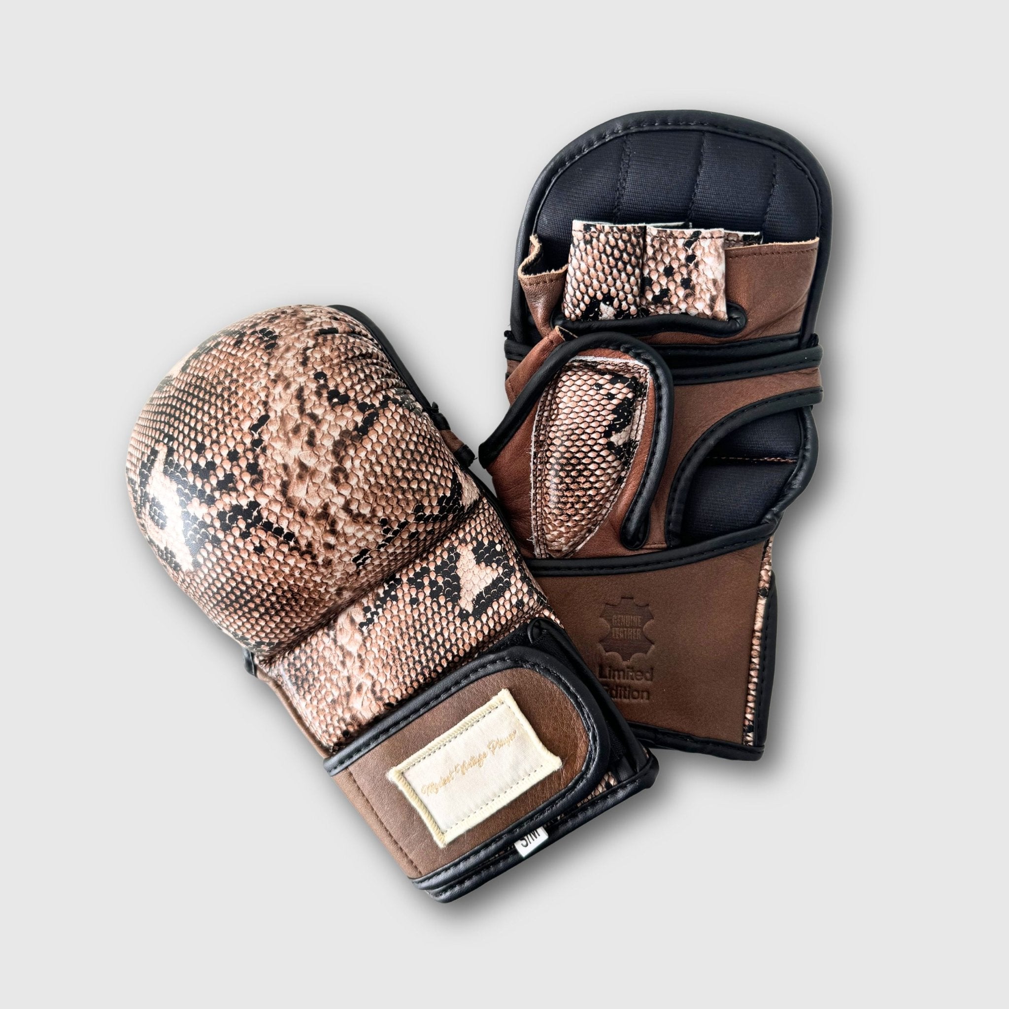 Designer Brown Leather MMA Grappling Gloves handmade Vintage Style