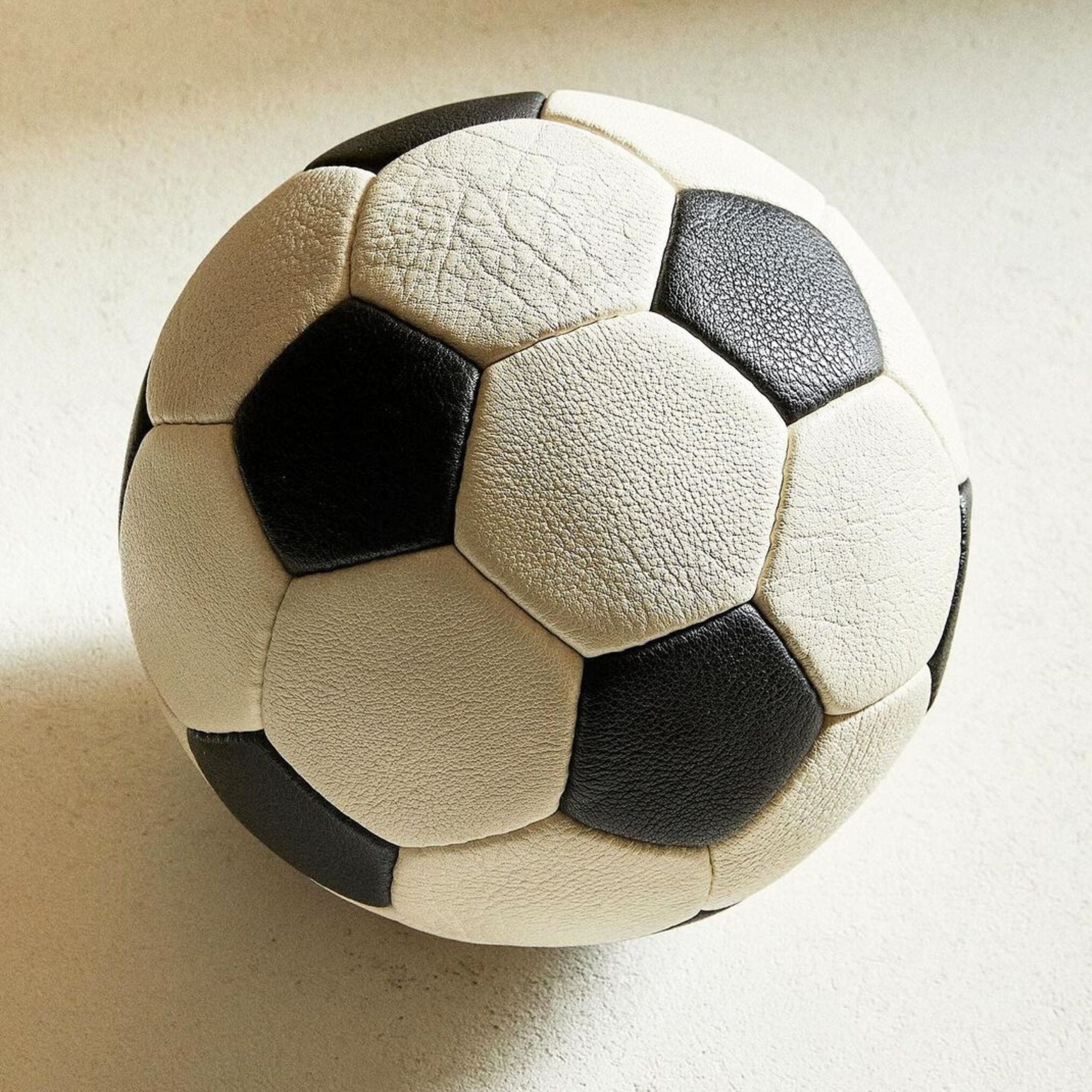 デザイナー黒と白の本革サッカーボールヴィンテージスタイル