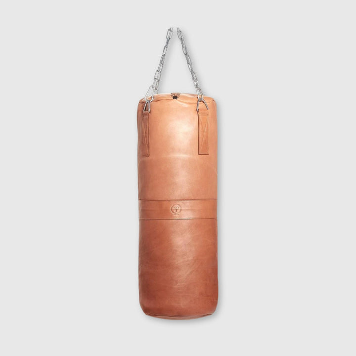 RETRO Deluxe Tan Leather Heavy Punching Bag, one of the bag choices in the PRO Boxing Bundle