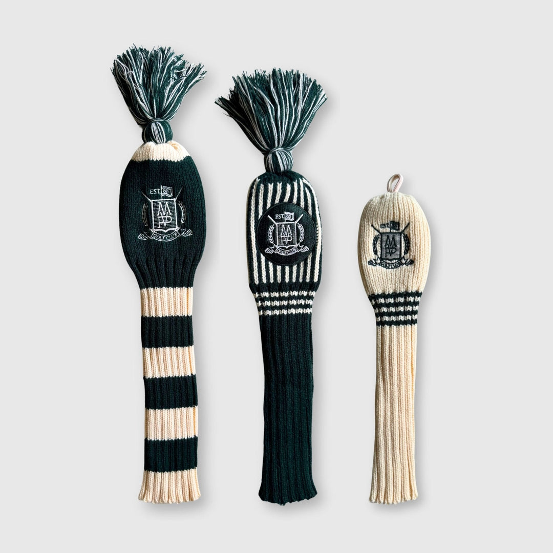 Wool Knit Golf Covers Set - Cream / Green, one of the choices in The Clubhouse Set