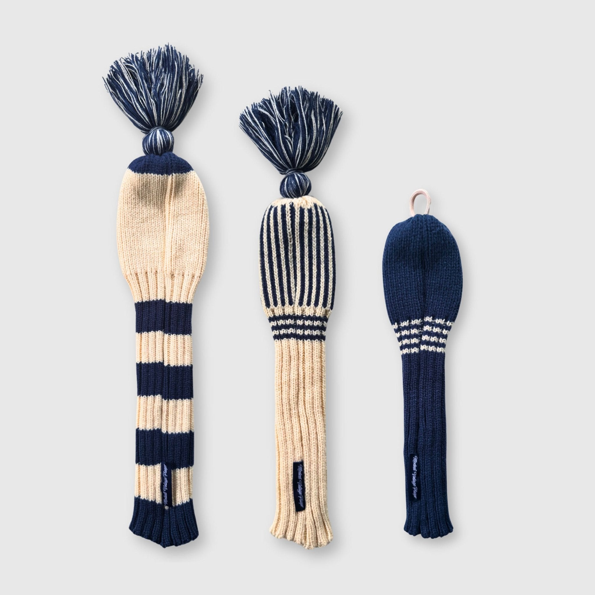 Wool Knit Golf Covers Set - Cream / Navy – MODEST VINTAGE PLAYER LTD