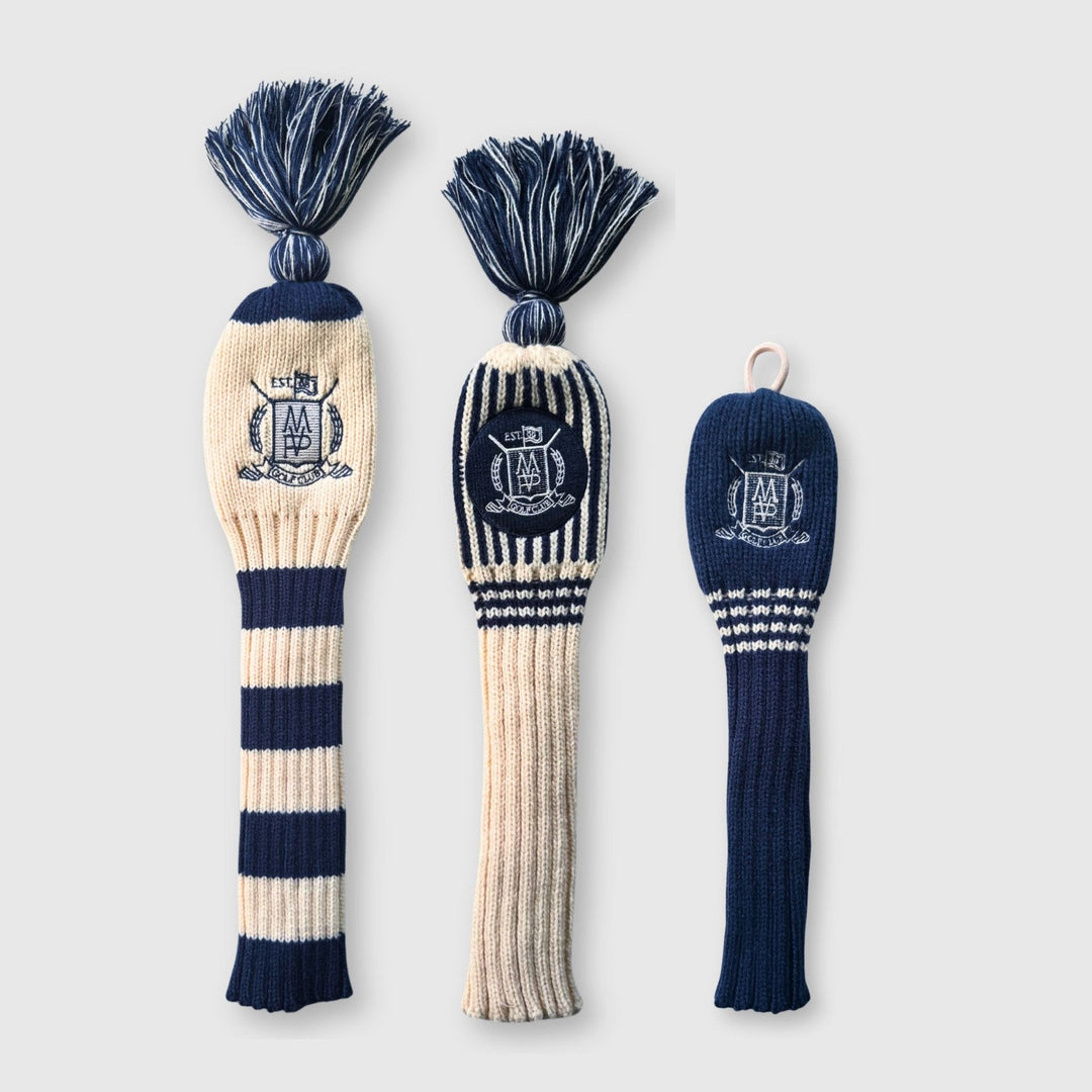 Wool Knit Golf Covers Set - Cream / Navy, one of the choices in The Clubhouse Set