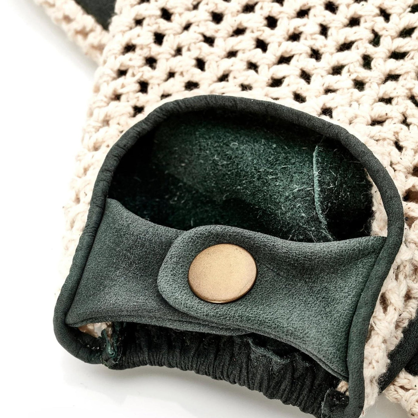 Crochet Knit Leather Driving Gloves - Green - MODEST VINTAGE PLAYER LTD