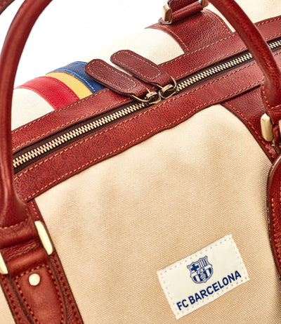 FC Barcelona Canvas / Leather Weekender Bag - MODEST VINTAGE PLAYER LTD