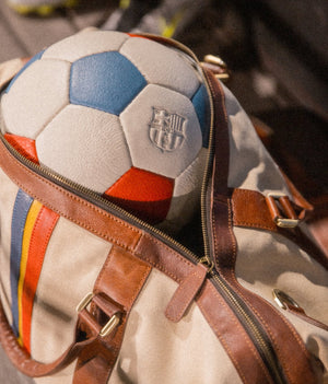 FC Barcelona Canvas / Leather Weekender Bag - MODEST VINTAGE PLAYER LTD