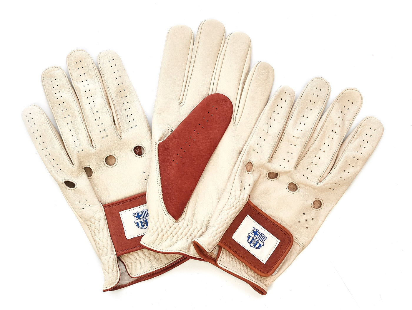 FC Barcelona Cream Cabretta Leather Golf Glove - MODEST VINTAGE PLAYER LTD