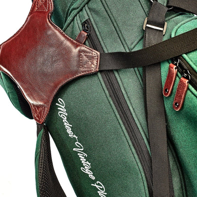 Green Canvas / Leather Golf Bag - Stand - MODEST VINTAGE PLAYER LTD