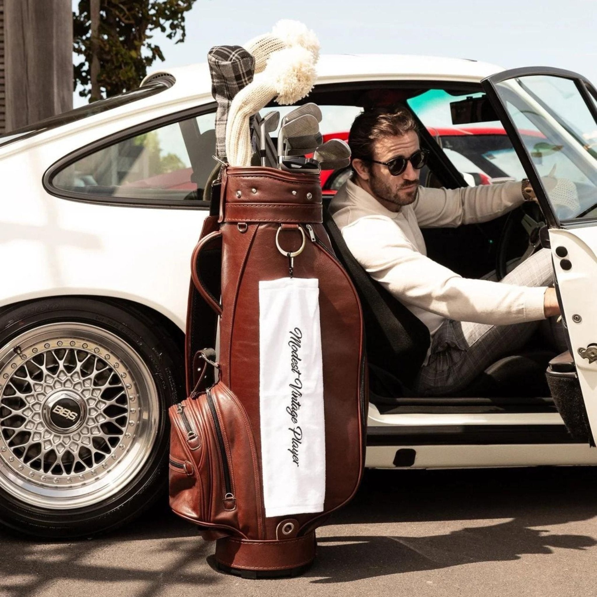 Heritage Brown Leather Golf Bag Cart