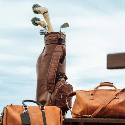 Heritage Brown Leather Golf Bag - Cart - MODEST VINTAGE PLAYER LTD