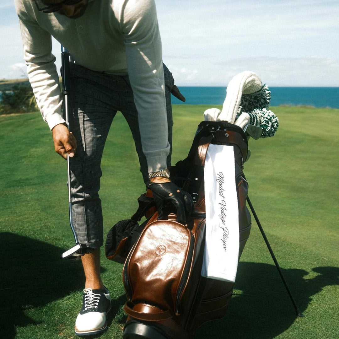 Heritage Brown Leather Golf Bag - Stand - MODEST VINTAGE PLAYER LTD