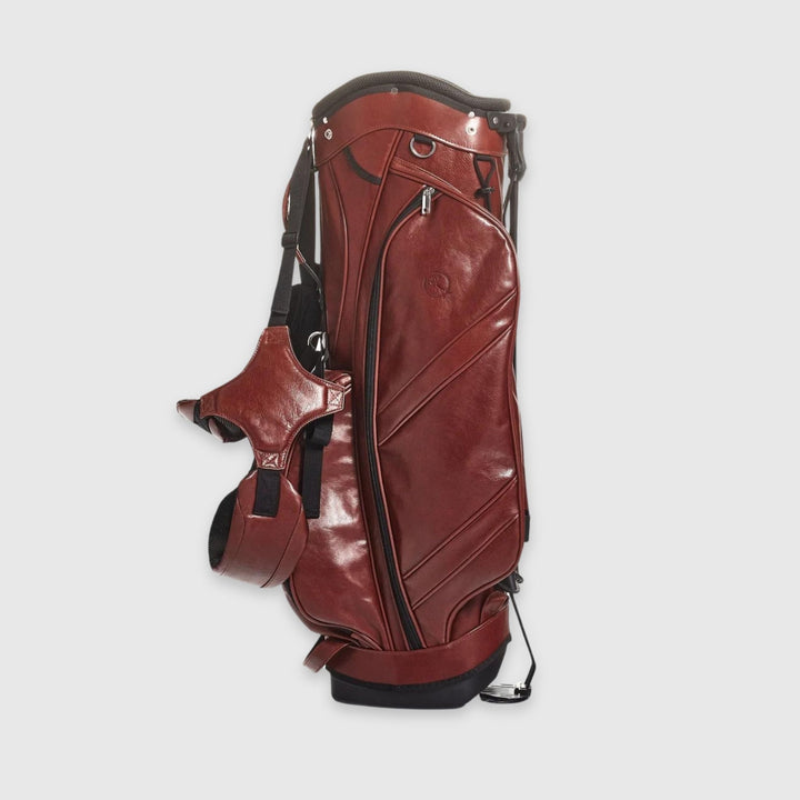 Heritage Brown Leather Golf Bag - Stand - MODEST VINTAGE PLAYER LTD