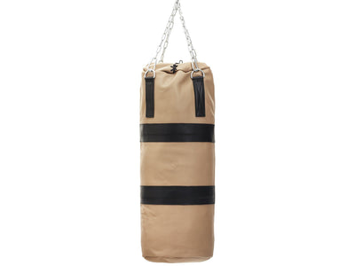 MVP Boxing - RETRO Cream Leather Heavy Punching Bag, Black Trim (un-filled)