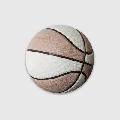 Off White / Beige + Brown Trim Leather Basketball - MODEST VINTAGE PLAYER LTD