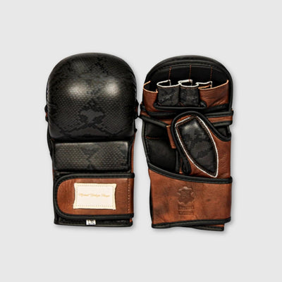 PRO Black Python Leather Hybrid MMA Gloves - MODEST VINTAGE PLAYER LTD