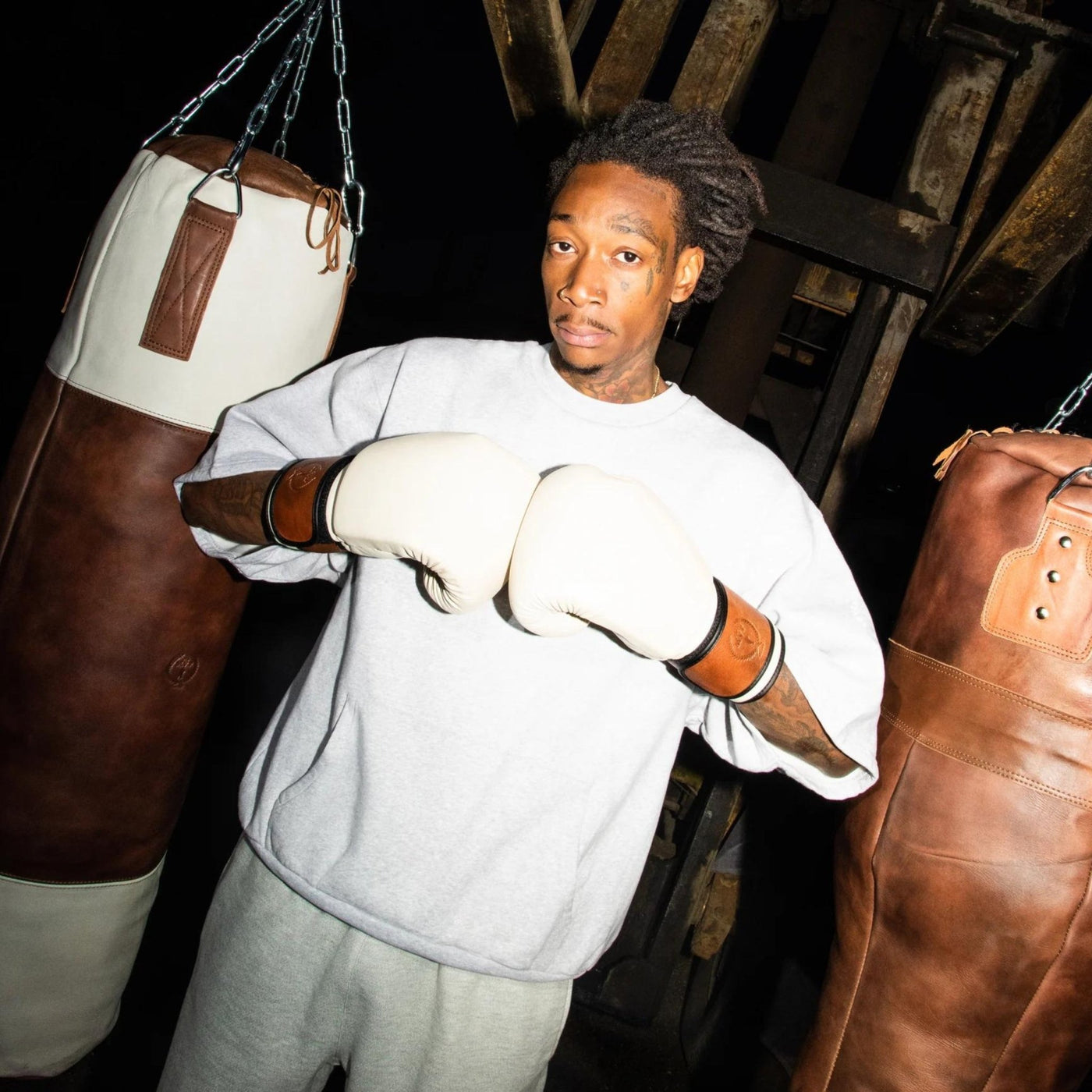 PRO Cream / Brown Leather Boxing Gloves (Strap Up) - MODEST VINTAGE PLAYER LTD