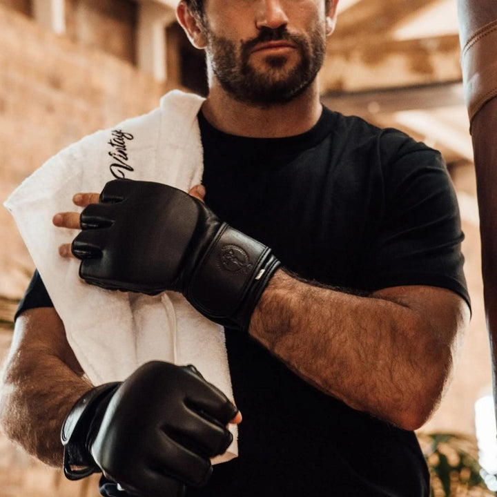 PRO Executive Black Leather MMA Gloves - MODEST VINTAGE PLAYER LTD