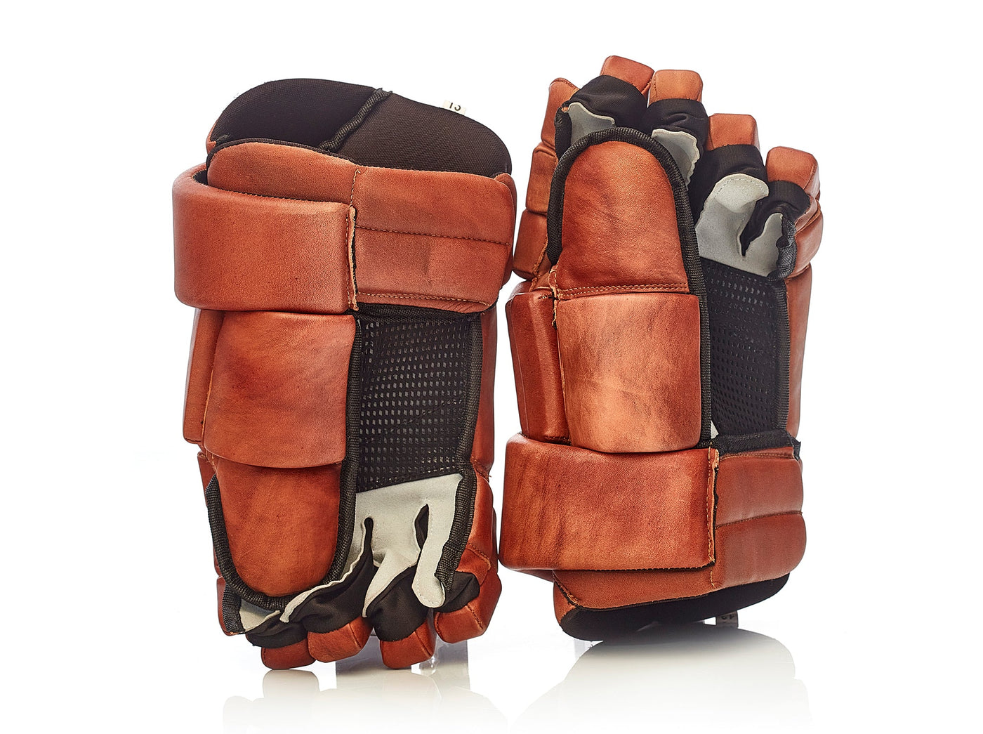 PRO Heritage Brown Leather Ice Hockey Gloves 2.0 - MODEST VINTAGE PLAYER LTD