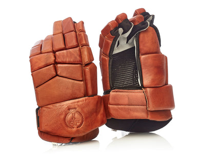 PRO Heritage Brown Leather Ice Hockey Gloves 2.0 - MODEST VINTAGE PLAYER LTD