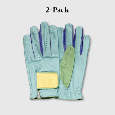 PRO Pastel Cabretta Leather Golf Gloves - Blue (2 Pack) - MODEST VINTAGE PLAYER LTD