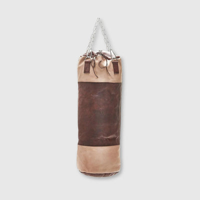 RETRO Cream / Brown Leather Heavy Punching Bag (un-filled) - MODEST VINTAGE PLAYER LTD