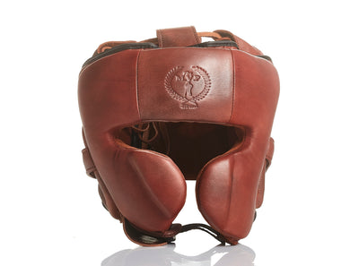 RETRO Heritage Brown Leather Boxing Headgear - MODEST VINTAGE PLAYER LTD