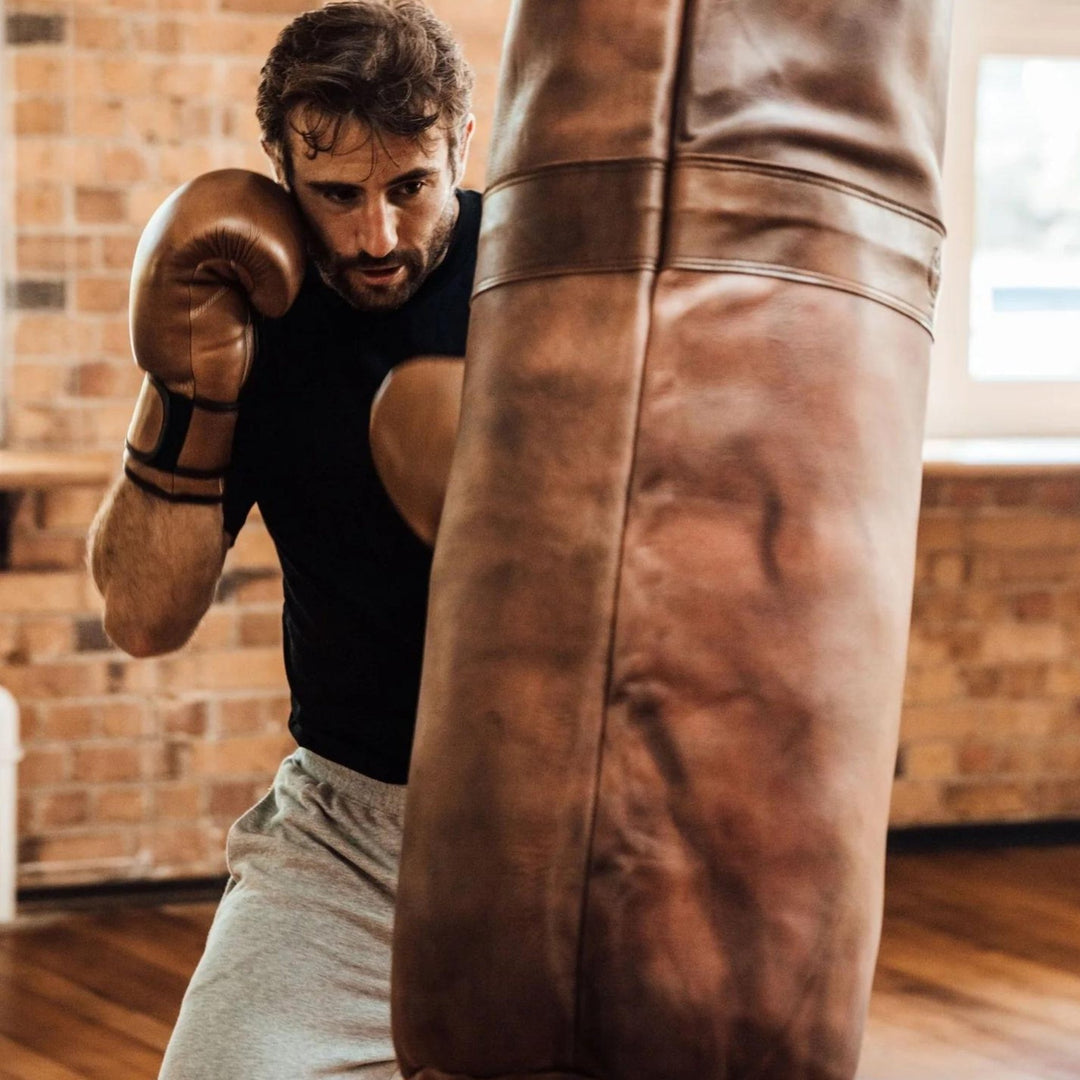 RETRO Heritage Brown Leather Heavy Punching Bag (un-filled) - MODEST VINTAGE PLAYER LTD