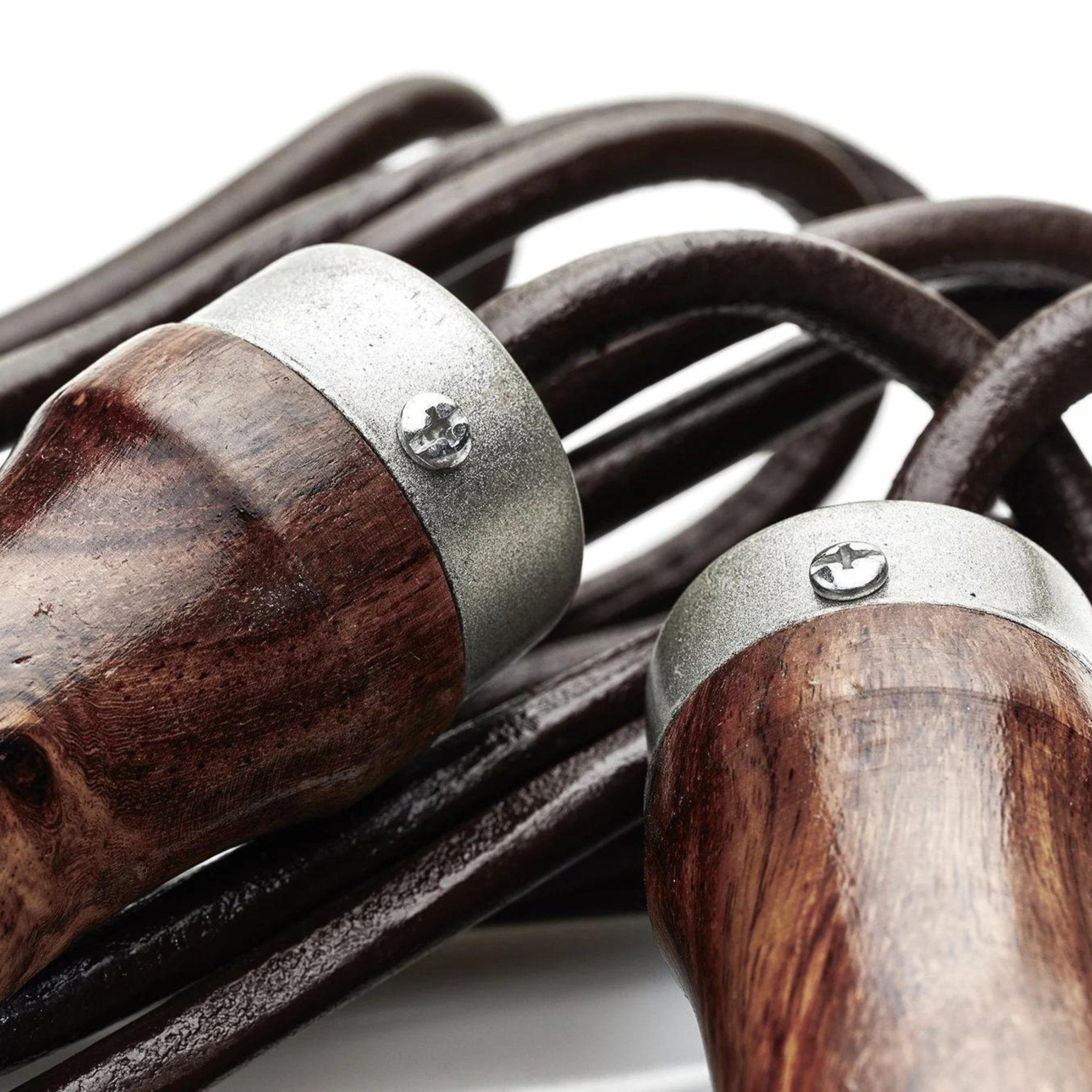 Designer Brown leather & Wood Jump Rope Vintage Style | MVP