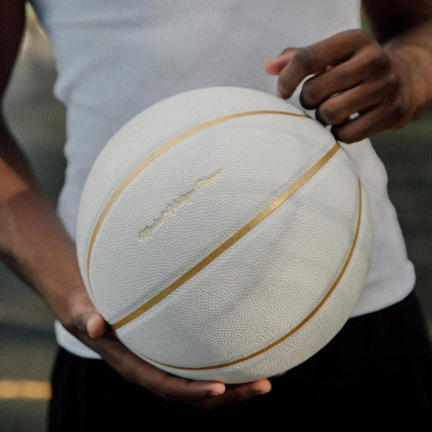 White / Gold Leather Basketball - MODEST VINTAGE PLAYER LTD